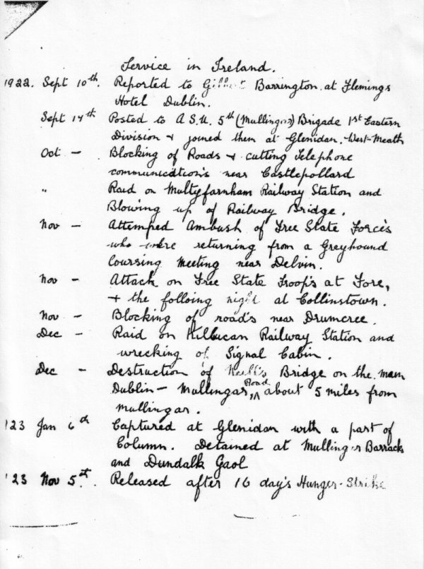 extract from Liam Ferris pension application